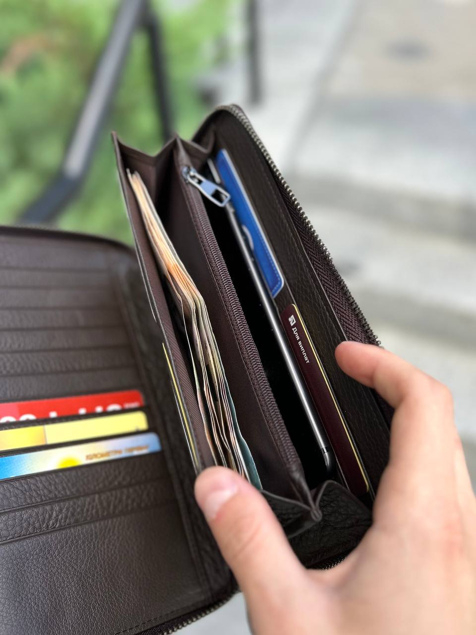 Коричневий чоловічий шкіряний клатч Premium — фото 6