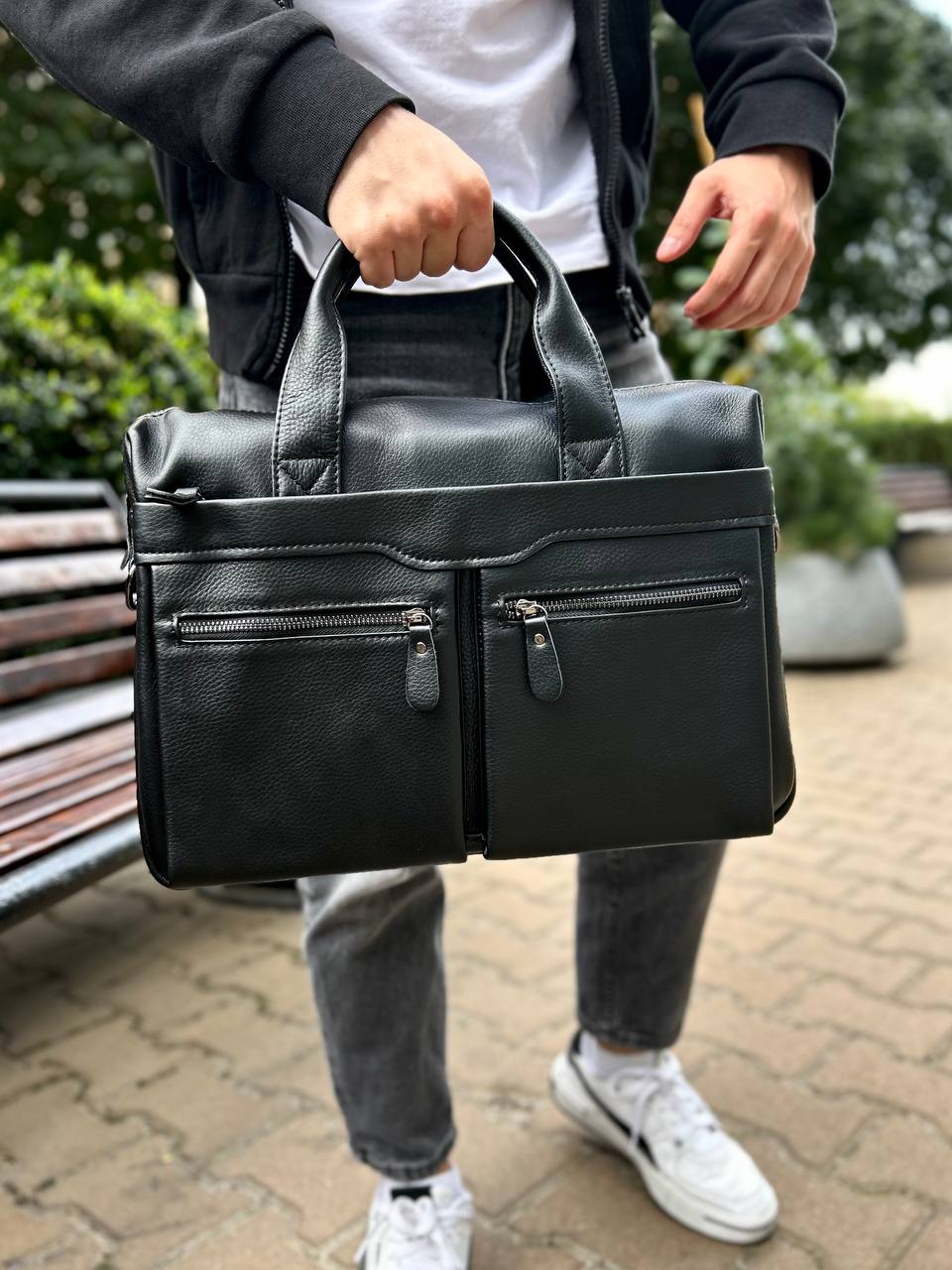 Ділова чоловіча шкіряна сумка для MacBook і документів — фото 3